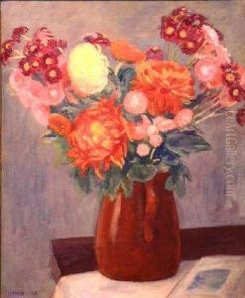 The Brown Jug With Flowers Oil Painting by Samuel Halpert