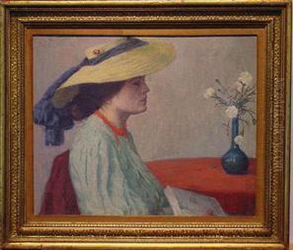 Portrait Of A Woman In Profile Oil Painting by Samuel Halpert