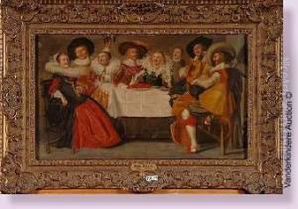 Repas De Fete Avec Musiciens Oil Painting by Dirck Hals