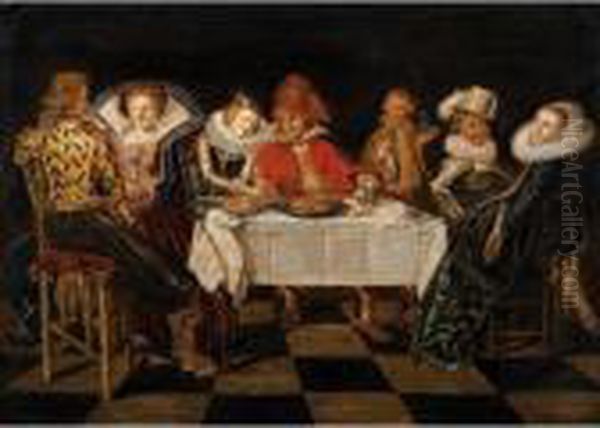 Scene De Banquet Dans Un Interieur Oil Painting by Dirck Hals