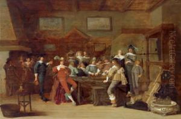 Societa Elegante In Una Sala Oil Painting by Dirck Hals