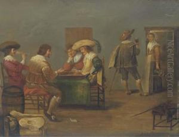 Guardsmen Playing Tric-trac And Drinking In An Inn Oil Painting by Dirck Hals