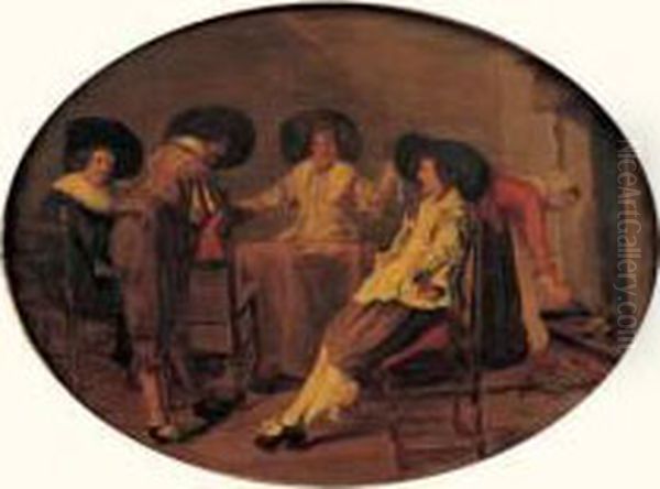 Reunion De Fumeurs Pres D'une Cheminee Oil Painting by Dirck Hals