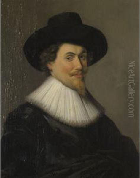 Portrait Of A Man In Black Oil Painting by Frans Hals