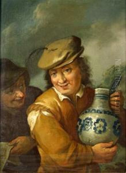 Man Holding A Jug Oil Painting by Frans Hals