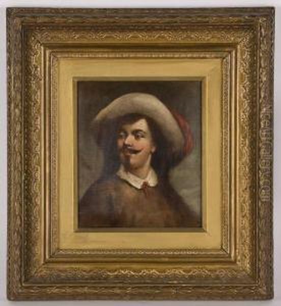 Depicting A Portrait Of A Cavalier by Frans Hals