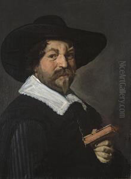 Portrait D'homme Tenant Un Livre Oil Painting by Frans Hals