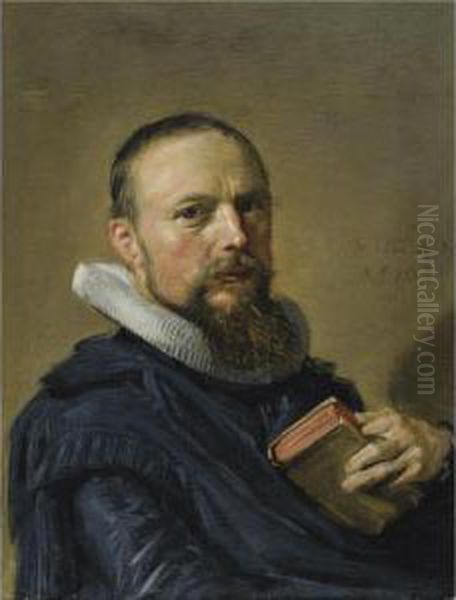 Portrait Of Samuel Ampzing, Half Length Oil Painting by Frans Hals