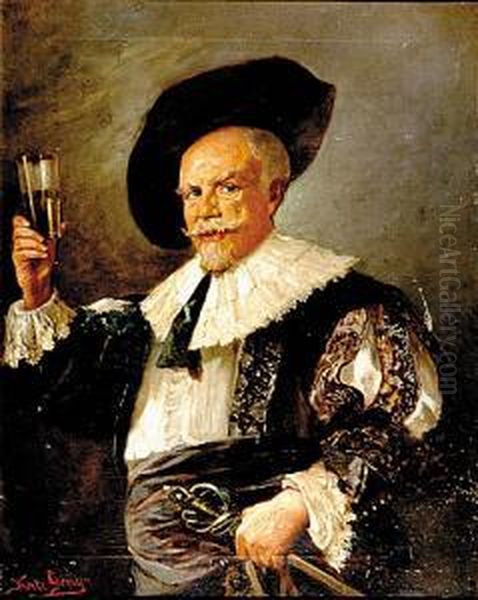 Cavalier Proposing Toast Oil Painting by Frans Hals