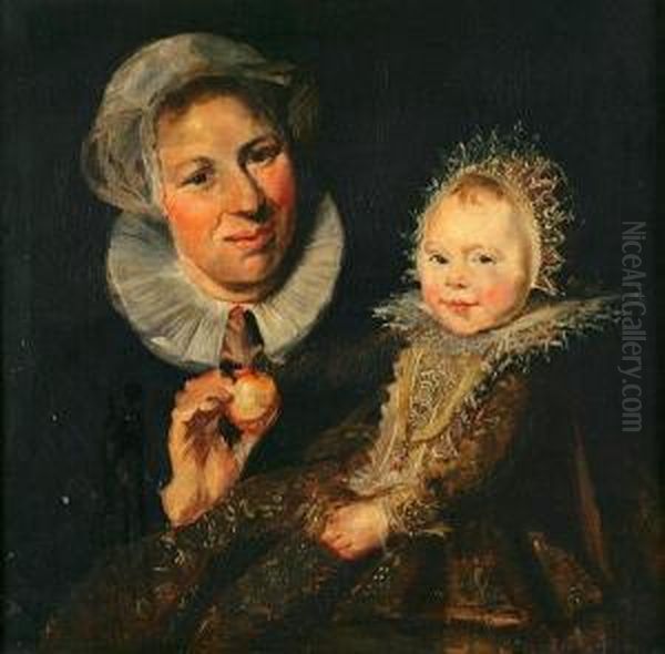 Catherine Hooft And Her Nurse Oil Painting by Frans Hals