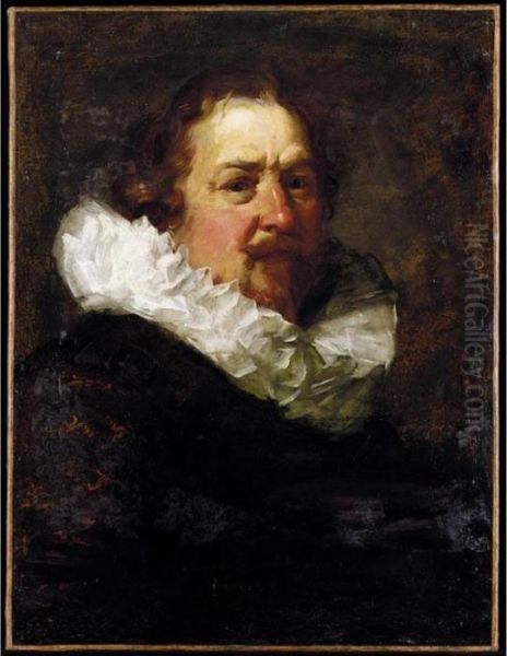 A Portrait Of A Gentleman, Head And Shoulders, With A White Collar Oil Painting by Frans Hals