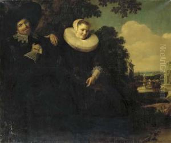 Portrait Of Isaac Massa And His Wife Beatrix Van Der Laen Oil Painting by Frans Hals