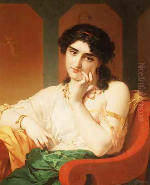 A Classical Beauty Oil Painting by Pierre Oliver Joseph Coomans