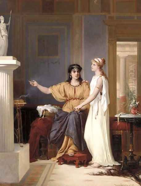 Praising the Virtues of Athena Oil Painting by Pierre Oliver Joseph Coomans