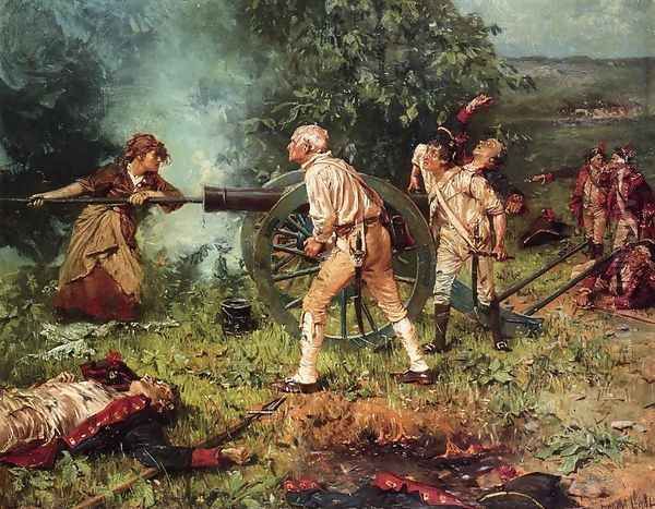 Molly Pitcher at The Battle of Monmouth, 1778 Oil Painting by William Gilbert Gaul