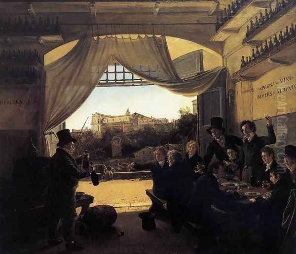 Crown Prince Ludwig in the Spanish Wine Tavern in Rome 1824 Oil Painting by Franz Ludwig Catel