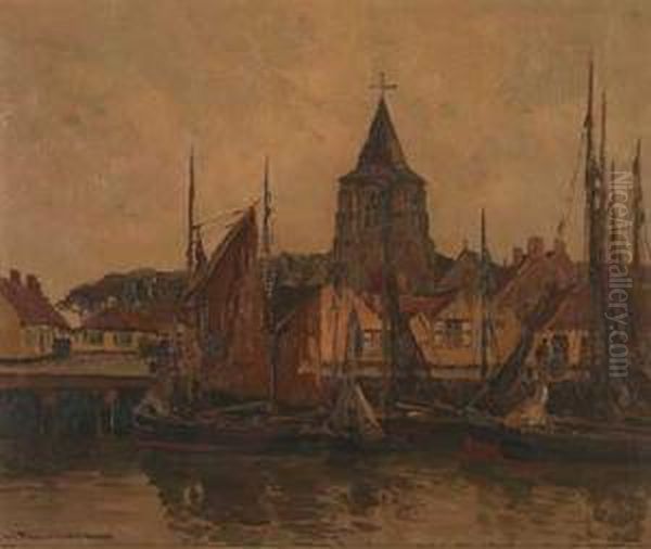 Fischerboote Im Hafen Oil Painting by Wilhelm Hambutchen