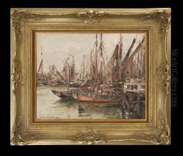 Fischerei-hafen Oil Painting by Wilhelm Hambutchen