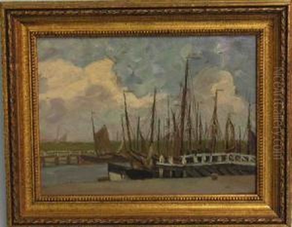 Fischerboote Im Hafen Oil Painting by Wilhelm Hambutchen