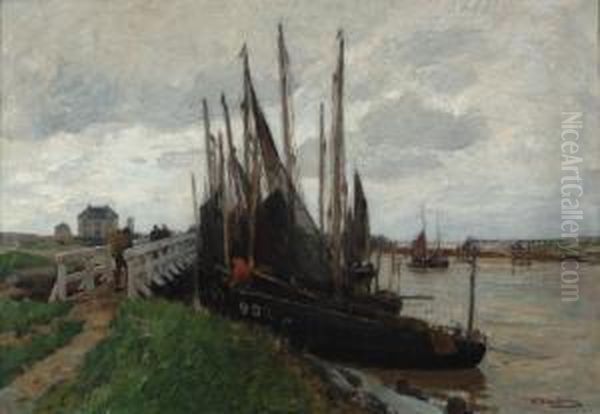 Harbour Oil Painting by Wilhelm Hambutchen