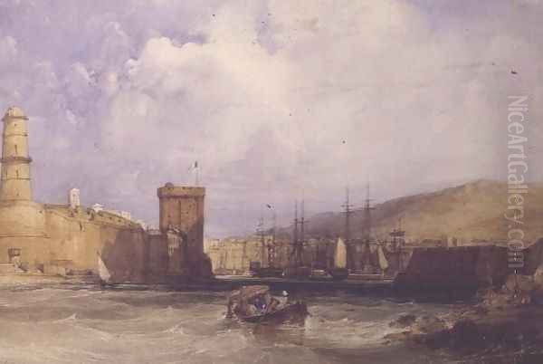 The Entrance to Marseilles Harbour Oil Painting by John Callow