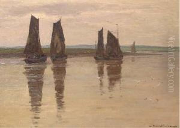 Low Tide Oil Painting by Wilhelm Hambutchen