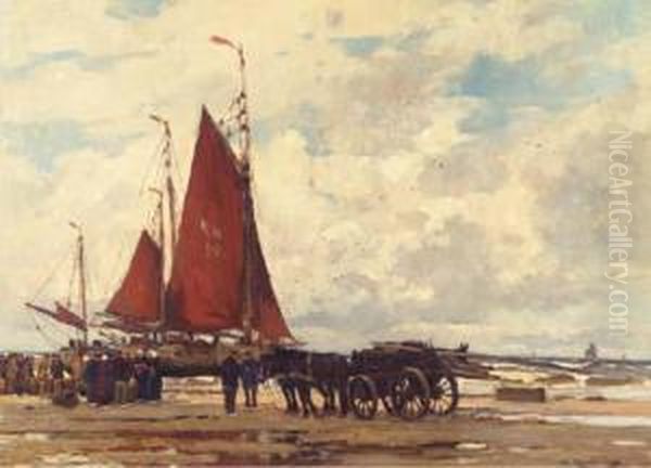 Fischer Am Strand Von Katwijk by Wilhelm Hambutchen