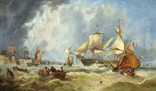 Scene in the English Channel Oil Painting by John Callow