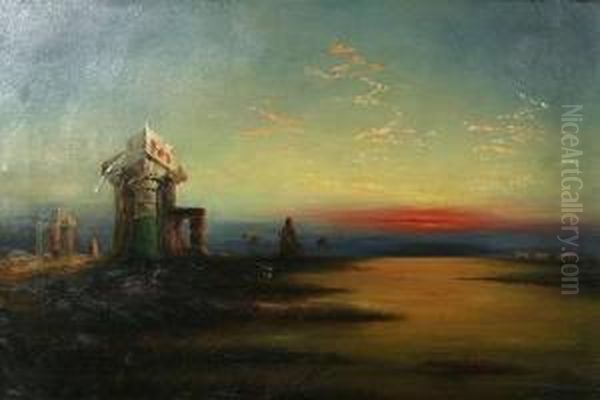 Temple In Egypt Oil Painting by James Hamilton