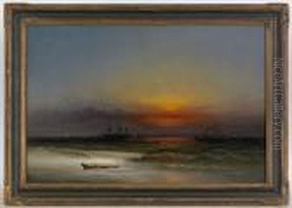 Sunset Seascape Oil Painting by James Hamilton