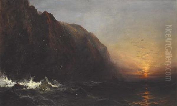 Sunset, California Cliffs, Circa Oil Painting by James Hamilton