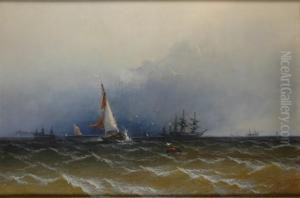 Channel Scenery - Showery Weather Oil Painting by James Hamilton