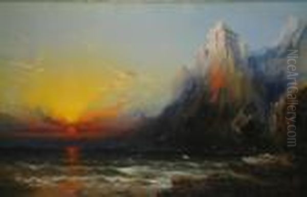 Sunset On The Coast Oil Painting by James Hamilton