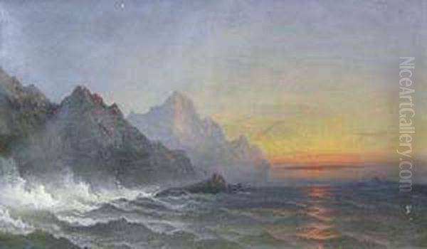 Seascape At Dusk Oil Painting by James Hamilton