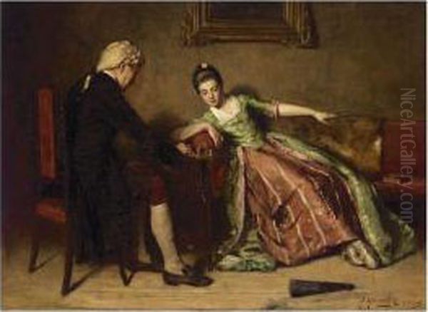 A Game Of Chess Oil Painting by James Hamilton