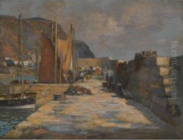 Burnmouth Harbour, Berwickshire Oil Painting by James Whitelaw Hamilton