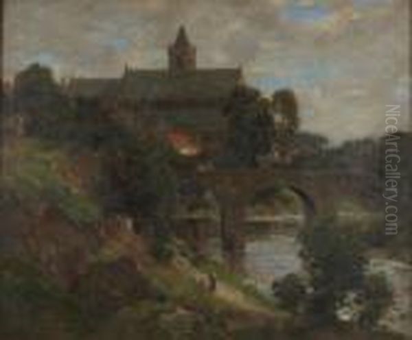 Church By The Stream Oil Painting by James Whitelaw Hamilton