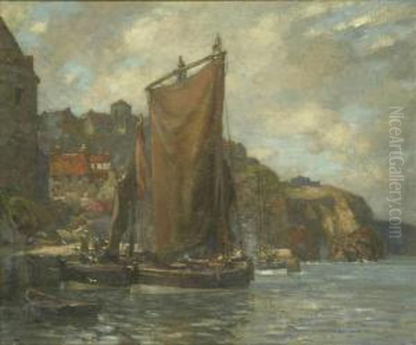 Harbour Scene Oil Painting by James Whitelaw Hamilton