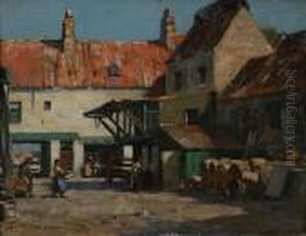 Fish Curer's Yard, Eyemouth Oil Painting by James Whitelaw Hamilton