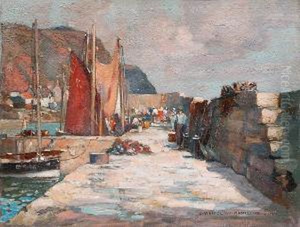 Burnmouth Harbour Oil Painting by James Whitelaw Hamilton