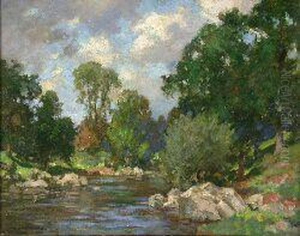 A Fishing Stream Oil Painting by James Whitelaw Hamilton