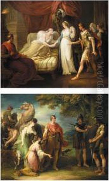 Palamon And Arcite; And Erasistratus Discovering The Cause Of Antiochus' Malady Oil Painting by William Hamilton