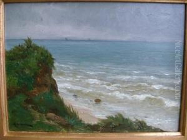 Bord De Mer A Reville Oil Painting by Edouard J. Conrad Hamman