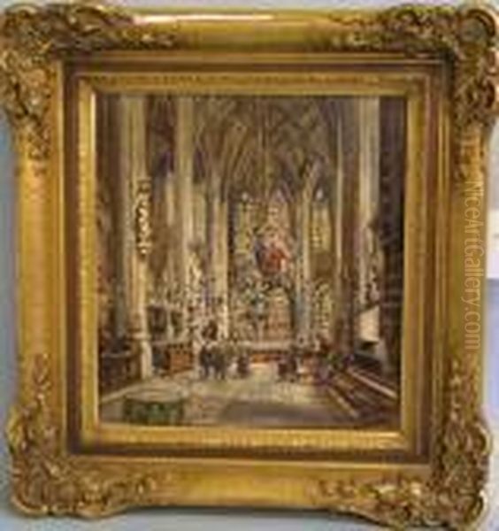 Interieur Einer Kirche Oil Painting by Otto Hammel