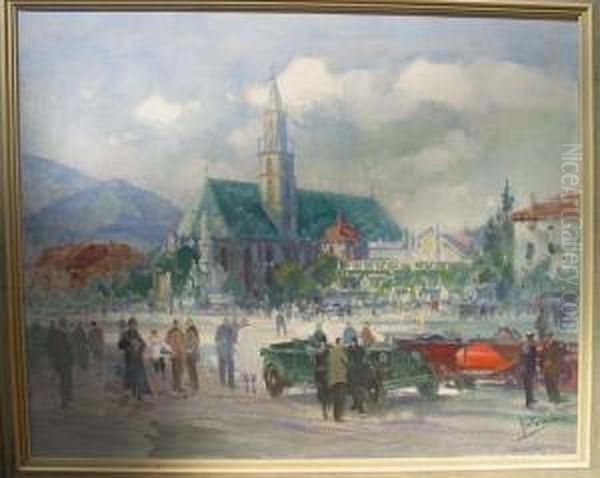 Der Waltherplatz In Bozen Oil Painting by Otto Hammel