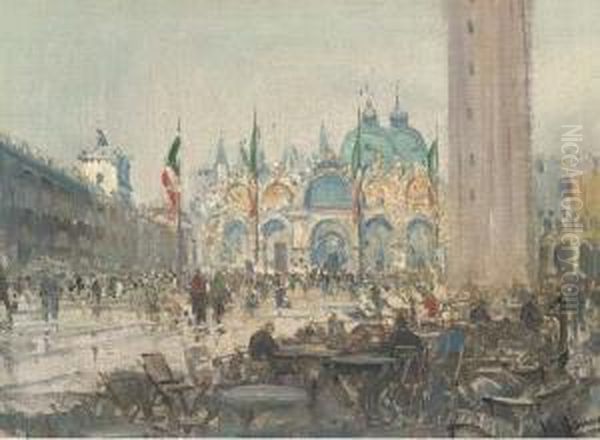 Before St. Mark's Cathedral, Venice Oil Painting by Otto Hammel