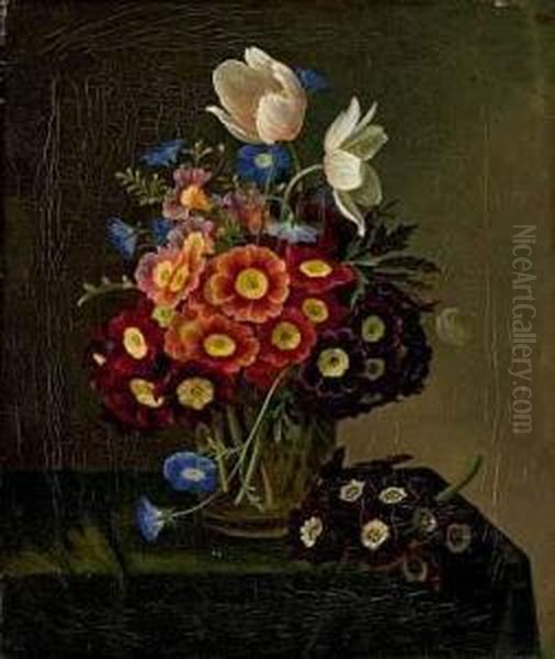 Blumenstillleben Mit Aurikeln Und Oil Painting by William Hammer