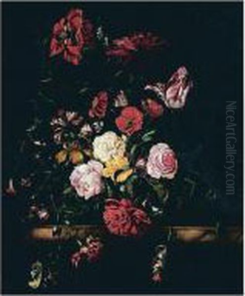 Still Life Of Flowers Oil Painting by William Hammer