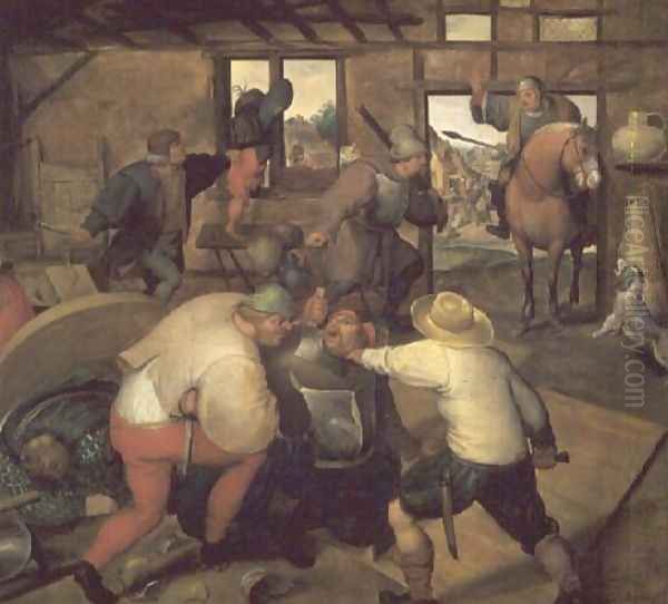 A Fight, c.1565-70 Oil Painting by Marten Van Cleve