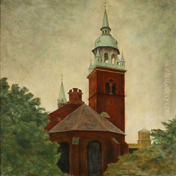 View From The Church Of The Holy Spirit In Copenhagen Oil Painting by Svend Hammershoi